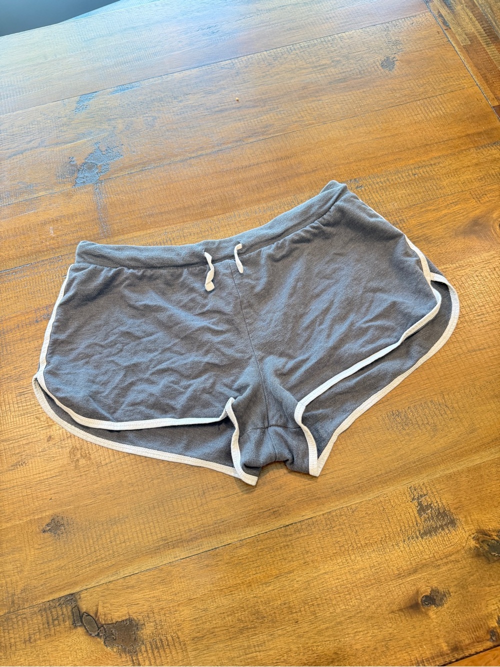 Gray Women's Lounge Shorts with White Trim